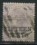 Цейлон 1885 г. • Gb# 186 • 15 на 16 c. • надпечатка нов. номинала • Used VF ( кат. - £12 )