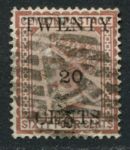 Цейлон 1882 г. • Gb# 143 • 20 на 64 c. • надпечатка нов. номинала • Used VF ( кат. - £12 )