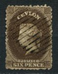 Цейлон 1863-1866 гг. • Gb# 55c • 6 d. • Королева Виктория • Used VF ( кат. - £15 )