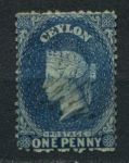 Цейлон 1863-1866 гг. • Gb# 49 • 1 d. • Королева Виктория • Used VF ( кат. - £12 )