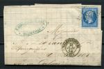 Франция 1864 г. • Sc# 26 • 20 с. • Император Наполеон • конверт • Used(Валансьен-Лилль) XF