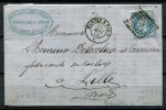 Франция 1869 г. • Sc# 26 • 20 с. • Император Наполеон • конверт • Used(Нант-Париж) XF