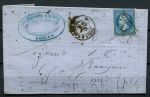 Франция 1863 г. • Sc# 26 • 20 с. • Император Наполеон • конверт • Used(Париж-Кале) XF-