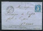 Франция 1864 г. • Sc# 26 • 20 с. • Император Наполеон • конверт • Used(Париж-Кале) XF