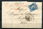Франция 1865 г. • Sc# 26 • 20 с. • Император Наполеон • конверт • Used(Париж) VF