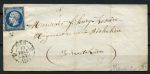 Франция 1856 г. • Sc# 15a • 20 с. • Император Наполеон • б.з. • конверт* • Used(Париж-Нант) VF