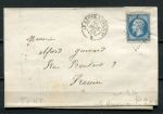 Франция 1862 г. • Sc# 15 • 20 с. • Император Наполеон • б.з. • конверт • Used(Гавр-Руан) XF