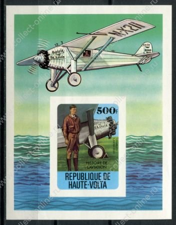 Буркина Фасо 1977 г. • Mi# • 500 fr. • История авиации • б.з. блок • MNH OG VF ( кат. - €10 )