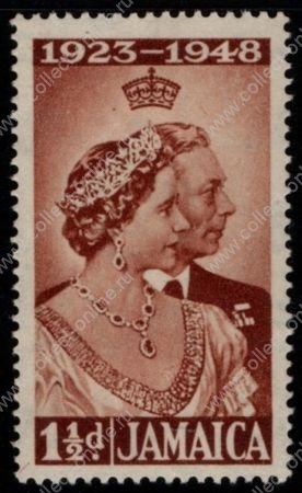 Ямайка 1948 г. • Gb# 143 • 1½ d. • Серебряный юбилей свадьбы Георга VI • MNH OG VF