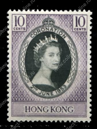 Гонконг 1953 г. • Gb# 177 • 10 c. • Коронация Елизаветы II • MNH OG VF