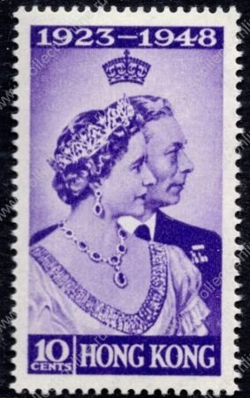 Гонконг 1948 г. • Gb# 171 • 10 c. • Серебряный юбилей свадьбы Георга VI • MNH OG VF