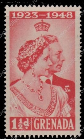 Гренада 1948 г. • Gb# 166 • 1½ d. • Серебряный юбилей свадьбы Георга VI • MNH OG VF