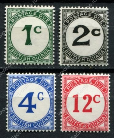 Британская Гвиана 1940-1955 гг. • Gb# D1-4* • 1 - 12 c. • доплатные • полн. серия • MLH OG VF ( кат. - £30+ )