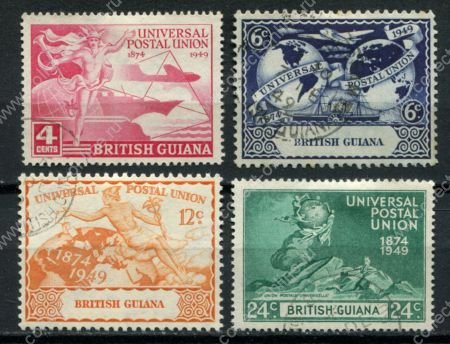 Британская Гвиана 1949 г. • Gb# 324-327 • 4 - 24 c. • 75-летие Всемирного Почтового Союза • полн. серия • Used VF
