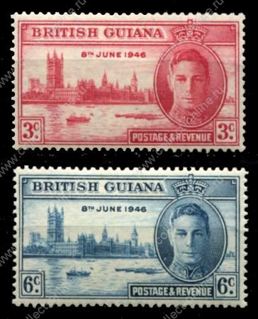 Британская Гвиана 1946 г. • Gb# 320-321 • 3 и 6 c. • выпуск Победы • полн. серия • MH OG VF