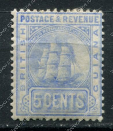 Британская Гвиана 1907-1910 гг. • Gb# 255 • 5 c. • парусный фрегат • стандарт • MLH OG VF ( кат. - £25 )