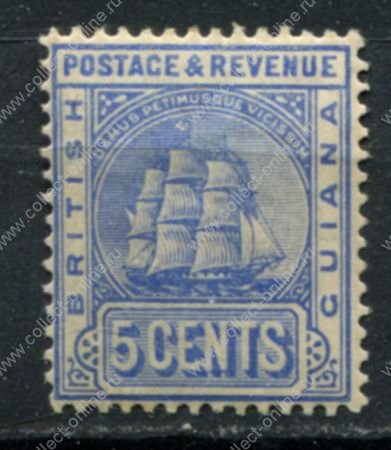 Британская Гвиана 1907-1910 гг. • Gb# 255 • 5 c. • парусный фрегат • стандарт • MH OG F-VF ( кат. - £25 )
