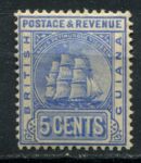 Британская Гвиана 1907-1910 гг. • Gb# 255 • 5 c. • парусный фрегат • стандарт • MH OG F-VF ( кат. - £25 )