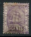 Британская Гвиана 1889 г. • Gb# 197 • 6 c. • парусный фрегат • стандарт • Used F-VF ( кат. - £32 )