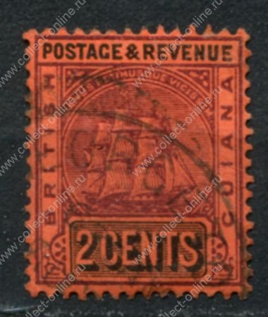 Британская Гвиана 1900-1903 гг. • Gb# 235 • 2 c. • парусный фрегат • стандарт • Used F-VF
