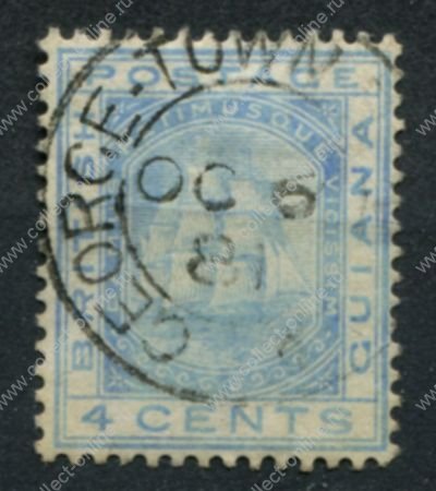 Британская Гвиана 1876-1879 гг. • Gb# 128 • 4 c. • парусный фрегат • в.з. CC • стандарт • Used VF ( кат. - £12 )