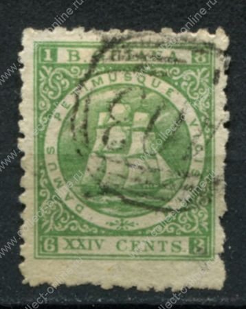 Британская Гвиана 1866-1871 гг. • Gb# 103 • 24 c. • парусный фрегат • стандарт • Used VF ( кат.- £10 )