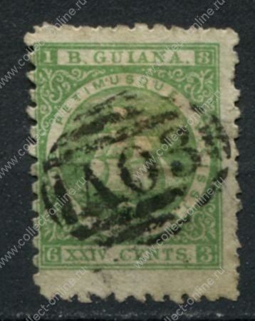Британская Гвиана 1866-1871 гг. • Gb# 103 • 24 c. • парусный фрегат • стандарт • Used VF ( кат.- £10 )