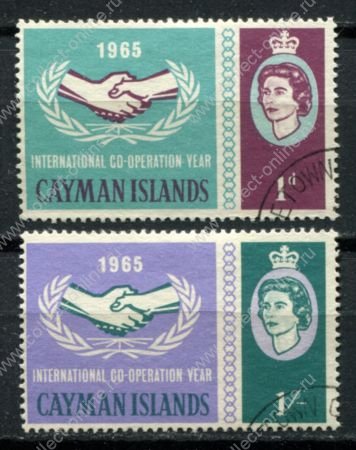 Каймановы о-ва 1965 г. • Gb# 186-187 • 1 d. и 1 sh. • Международный год кооперации • полн. серия • Used VF