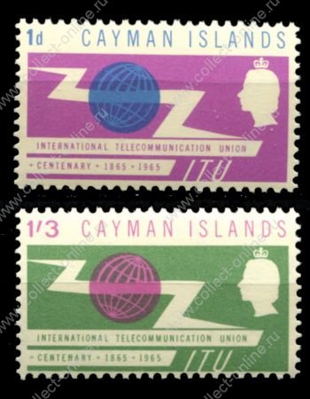 Каймановы о-ва 1965 г. • Gb# 184-185 • 1 d. и 1s.3d. • Международный телекоммуникационный союз • полн. серия • MLH OG VF