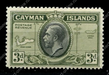 Каймановы о-ва 1935 г. • Gb# 102 • 3 d. • Георг V основной выпуск • карта островов • MH OG VF