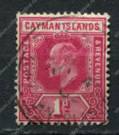 Каймановы о-ва 1907-1909 гг. • Gb# 26 • 1 d. • Эдуард VII • стандарт • Used F-VF
