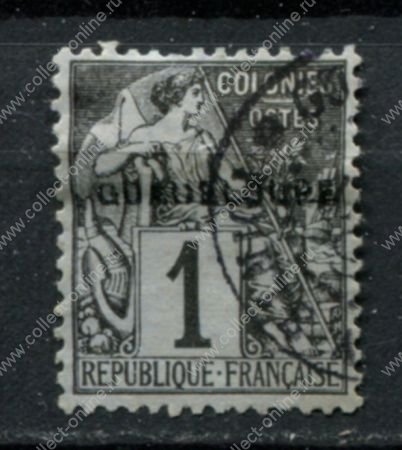 Гваделупа 1891 г. • Iv# 14 • 1 с. • надпечатка на колониальном выпуске • Used F-VF ( кат. - € 2 )
