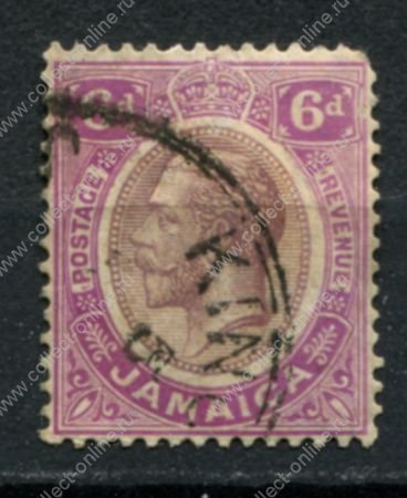Ямайка 1912-1920 г. • Gb# 64 • 6 d. • Георг V • стандарт • Used F-VF ( кат. - £12 )