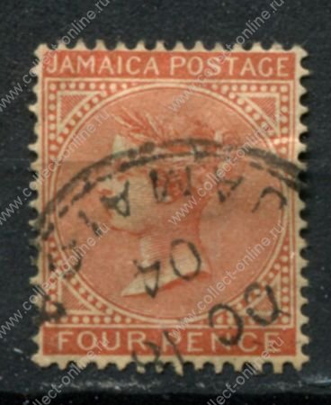 Ямайка 1883-1897 гг. • Gb# 22a • 4 d. • королева Виктория • стандарт • Used VF