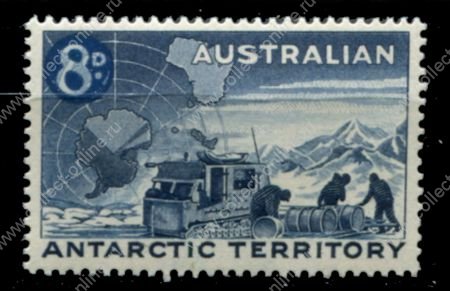 Австралийская антарктическая территория 1959 г. • Gb# 3 • 8 на 7 d. • грузовой снегоход • MNH OG VF