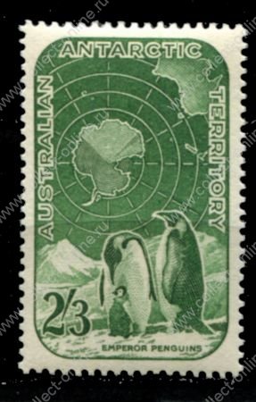 Австралийская антарктическая территория 1959 г. • Gb# 5 • 2s.6d. • семья пингвинов • MNH OG VF