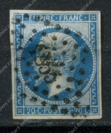 Франция 1853-1860 гг. • Sc# 15 • 20 c. • Император Наполеон III • стандарт • Used VF ( кат.- $2 )