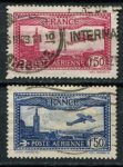 Франция 1930-1931 гг. • Sc# C5-6 • 1.50 fr.(2) • Самолет над Нотр-Дам-де-ла-Гард(Марсель) • авиапочта • полн. серия • Used F-VF ( кат. - $6 )