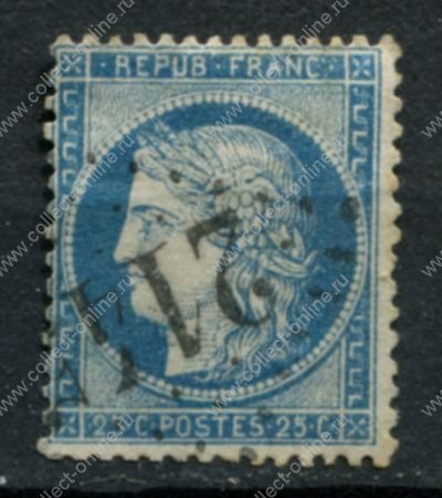 Франция 1870-1873 гг. • Sc# 58 • 25 c. • Церера • стандарт • Used F-VF ( кат.- $2 )