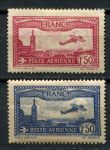 Франция 1930-1931 гг. • Sc# Mi# 251,255 • 1.50 fr.(2) • Самолет над Нотр-Дам-де-ла-Гард(Марсель) • авиапочта • полн. серия • MH OG F-VF ( кат. - €75- )