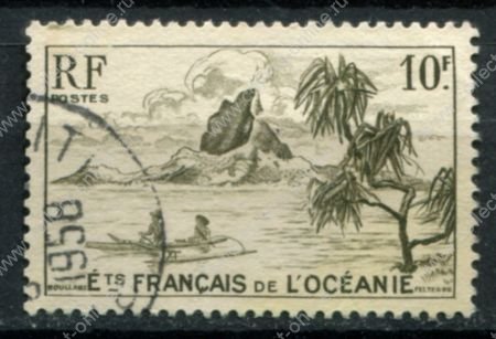 Французская Океания 1948 г. • Iv# 197 • 10 fr. • основной выпуск • каноэ-катамаран • Used VF