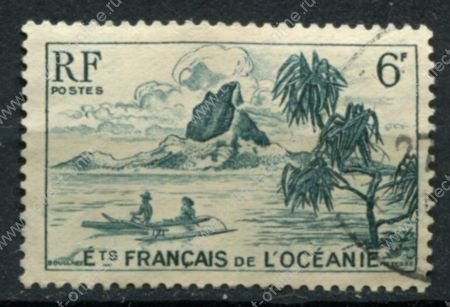 Французская Океания 1948 г. • Iv# 196 • 6 fr. • основной выпуск • каноэ-катамаран • Used VF