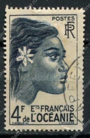 Французская Океания 1948 г. • Iv# 194 • 4 fr. • основной выпуск • девушка • Used VF