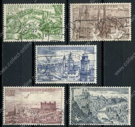 Чехословакия 1954 г. • Mi# 894-898 • 80 h. - 10 k. • виды старинной Праги • авиапочта • полн. серия • Used VF