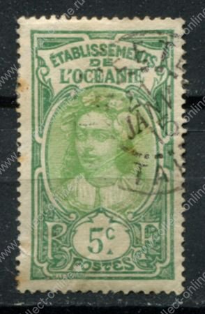 Французская Океания 1913-1920 гг. • Iv# 24 • 5 c. • осн. выпуск • девушка таитянка • Used F