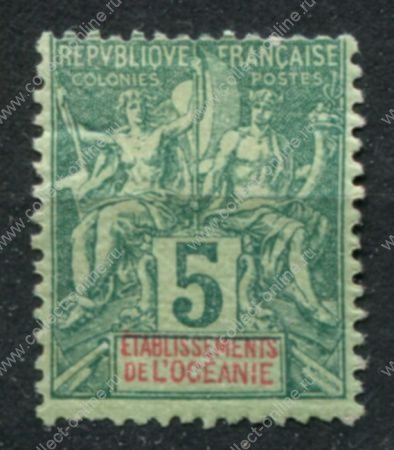 Французская Океания 1892 г. • Iv# 4 • 5 c. • Мир и торговля • стандарт • MH OG VF ( кат. - €15 )