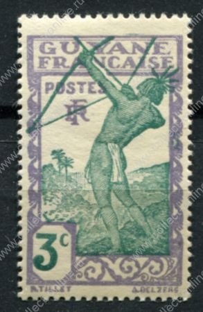 Французская Гвиана 1939-1940 гг. • Iv# 157 • 3 c. • осн. выпуск • лучник • MH OG VF