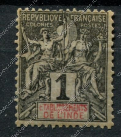 Французская Индия 1892 г. • Iv# 1 • 1 c. • мир и торговля • стандарт • MH OG F-