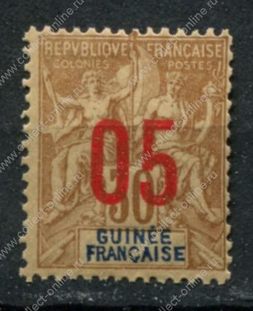 Французская Гвинея 1912 г. • Iv# 52 • 5 на 30 c. • надпечатка нов. номиналов • стандарт • MNH OG VF ( кат. - €12 )