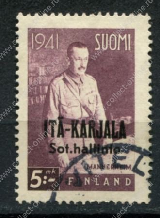Восточная Карелия 1941 г. • Mi# 27 • 5 M. • маршал Маннергейм • надпечатка • Used VF